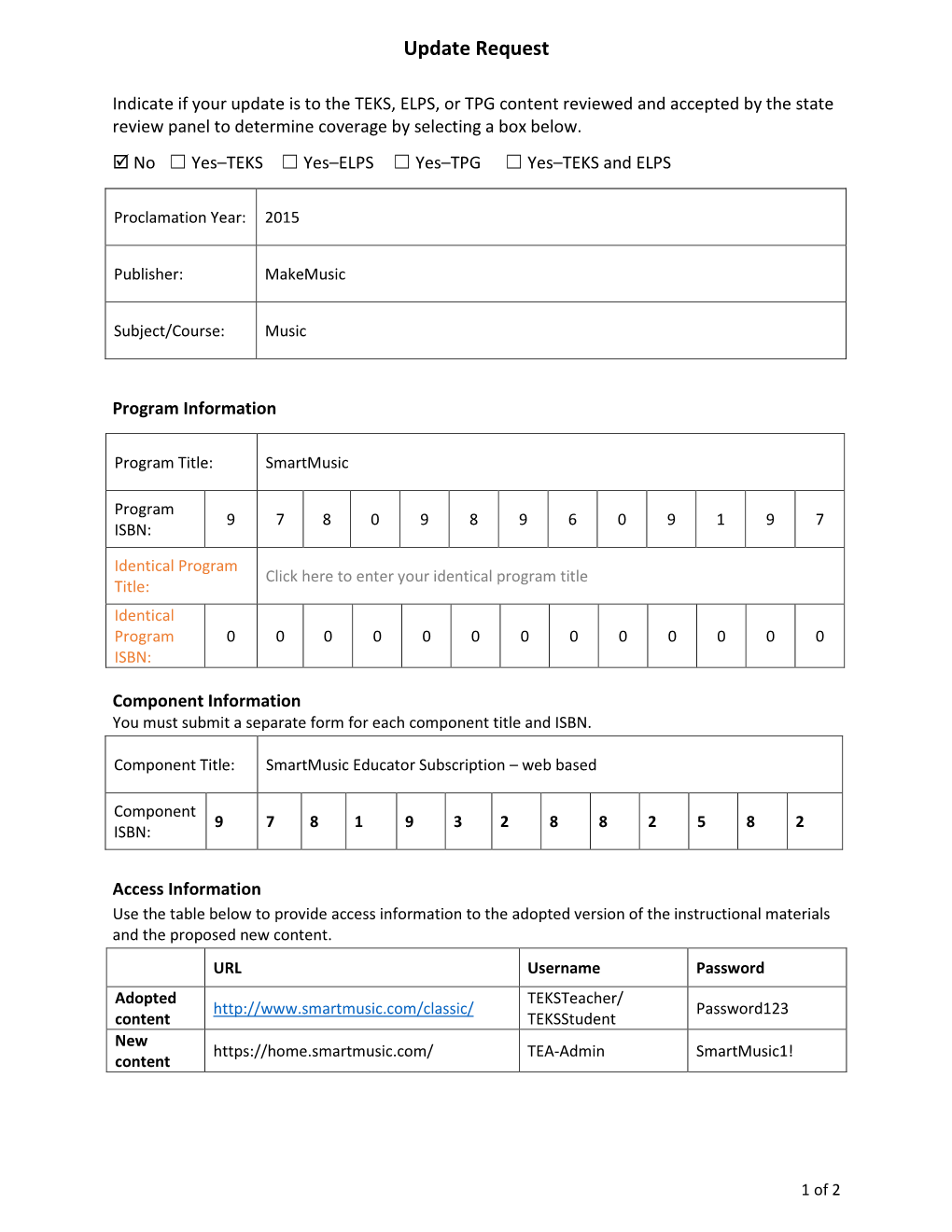 Makemusic, Inc. Update Request and List of Content