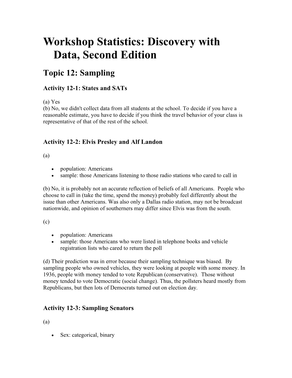 Workshop Statistics: Discovery with Data, Second Edition