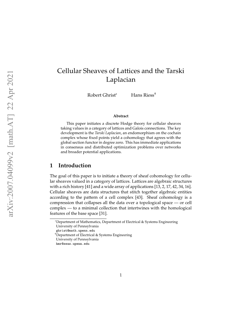 Arxiv:2007.04099V2 [Math.AT] 22 Apr 2021 Ope Oamnmlcleto Htitrwnswt H H the with [31]