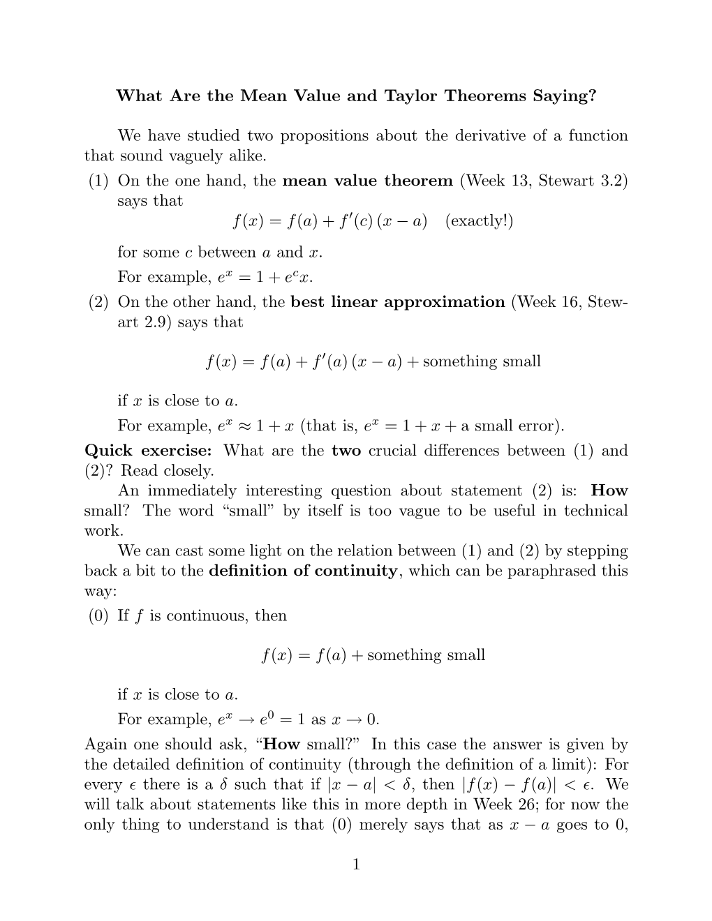 What Are the Mean Value and Taylor Theorems Saying?