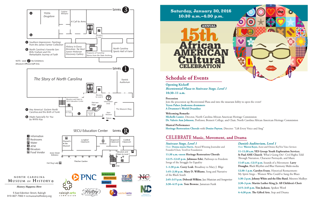 Schedule of Events �Uditorium Opening Kickoff Bicentennial Plaza to Staircase Stage, Level 1 10:30–11 A.M
