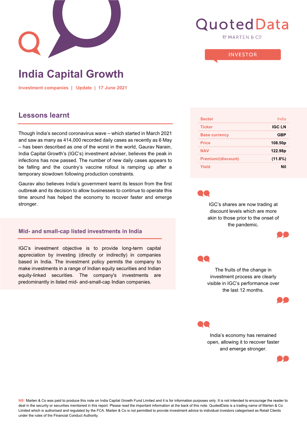 India Capital Growth