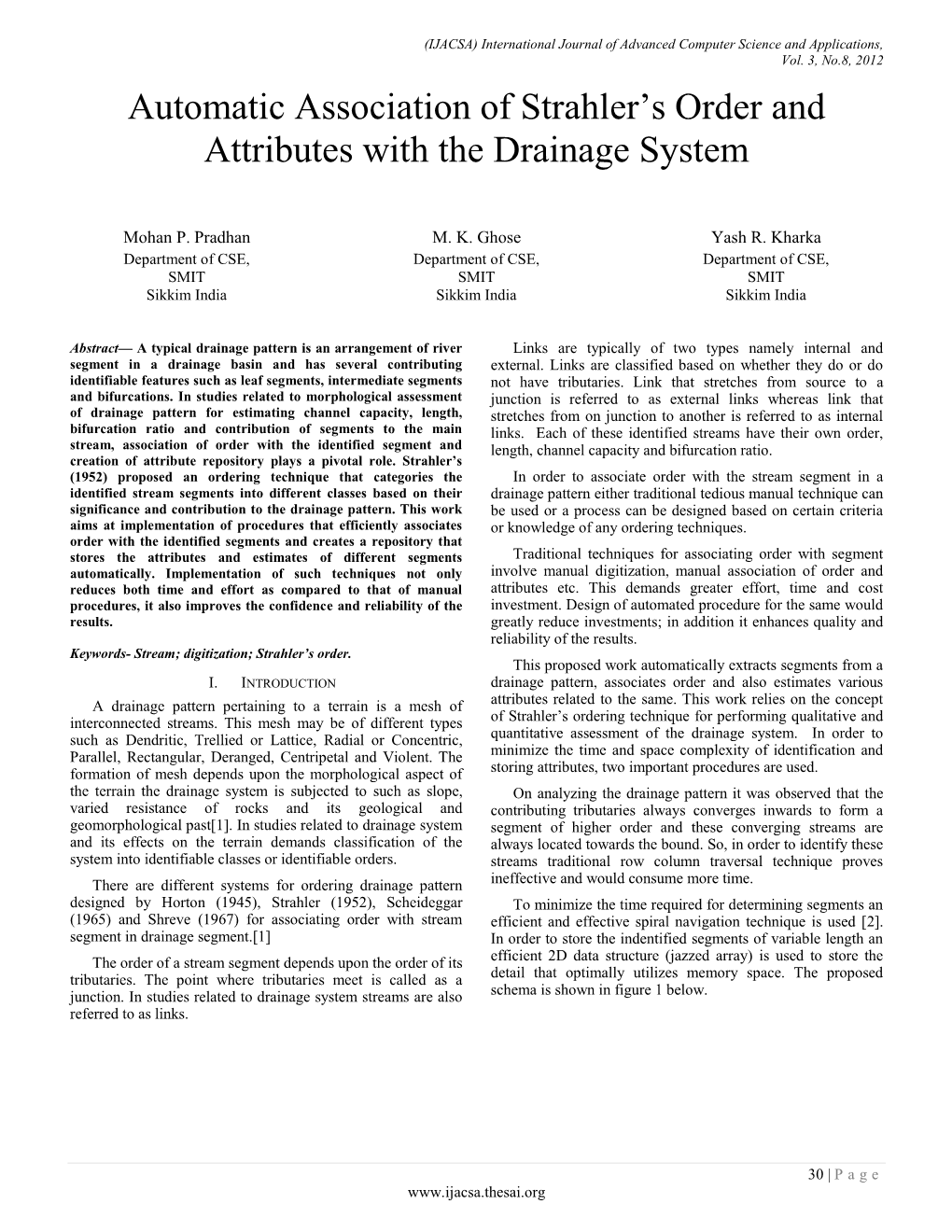 Automatic Association of Strahler's Order and Attributes with The