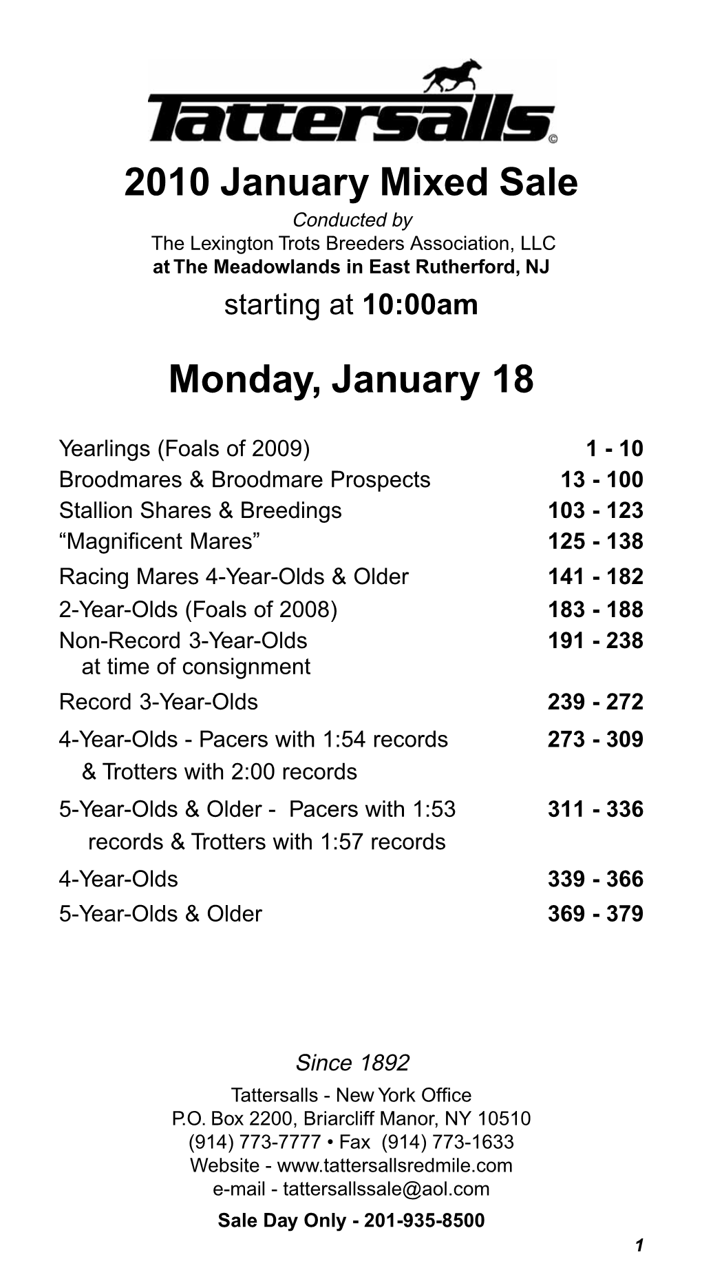 2010 January Mixed Sale Monday, January 18