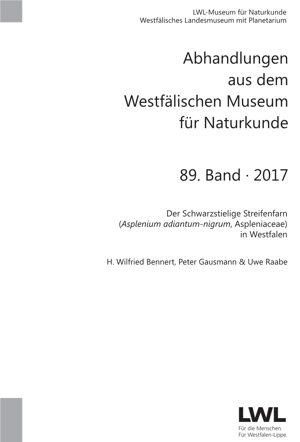Abhandlungen Aus Dem Westfälischen Museum Für Naturkunde