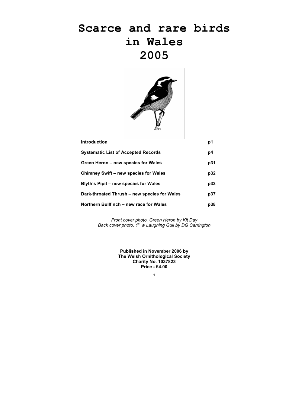 Scarce and Rare Birds in Wales 2005