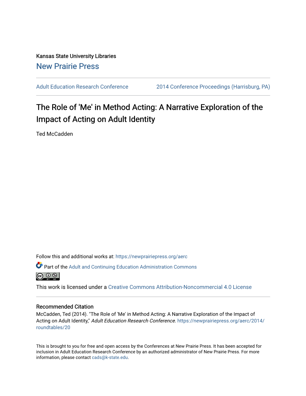 In Method Acting: a Narrative Exploration of the Impact of Acting on Adult Identity