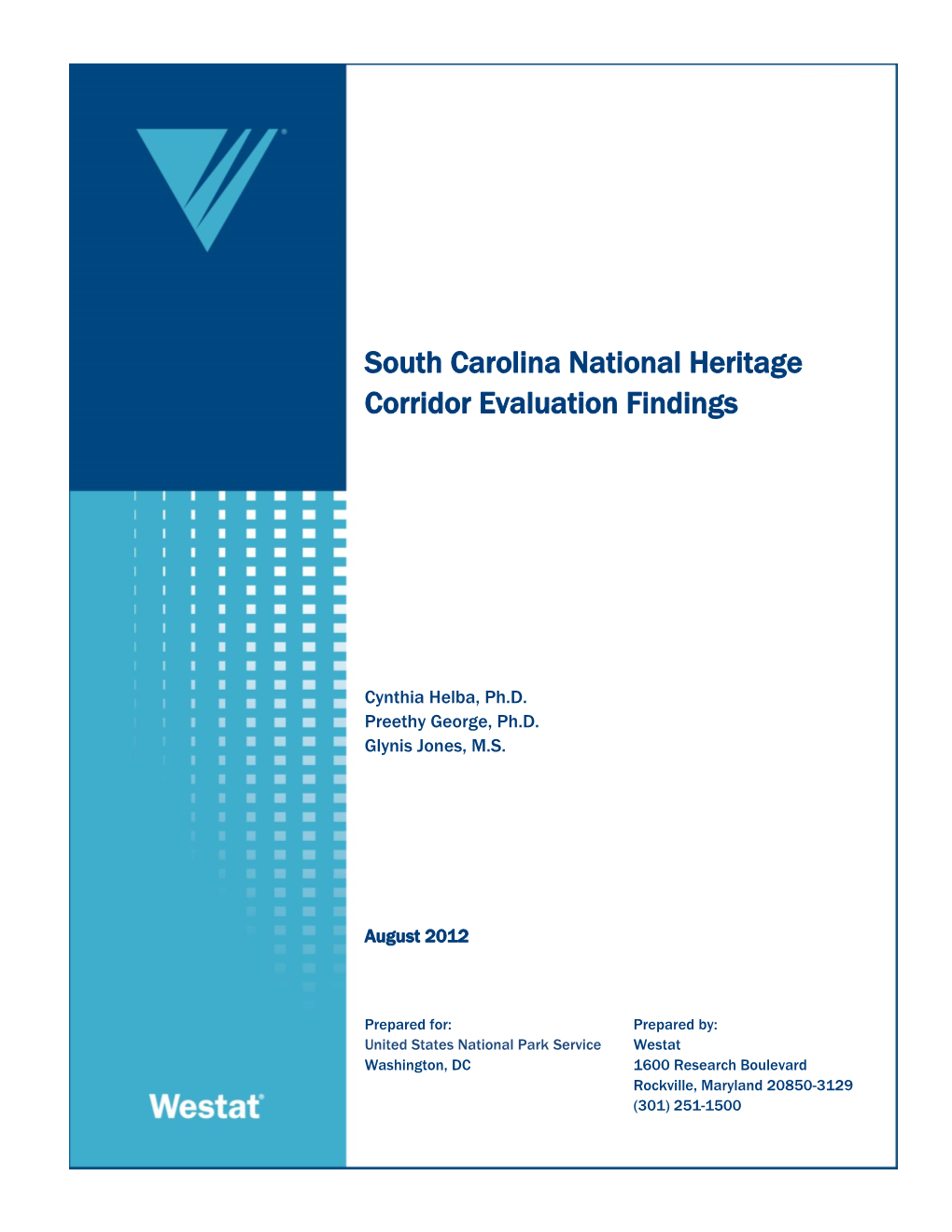 South Carolina National Heritage Corridor Evaluation Findings