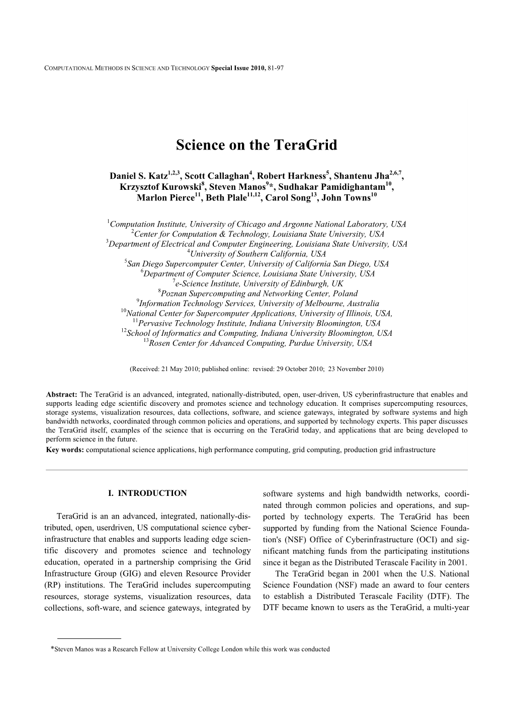 Science on the Teragrid
