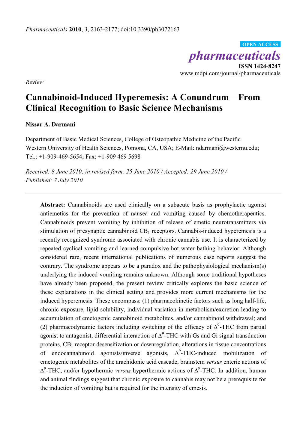 Cannabinoid-Induced Hyperemesis: a Conundrum—From Clinical Recognition to Basic Science Mechanisms