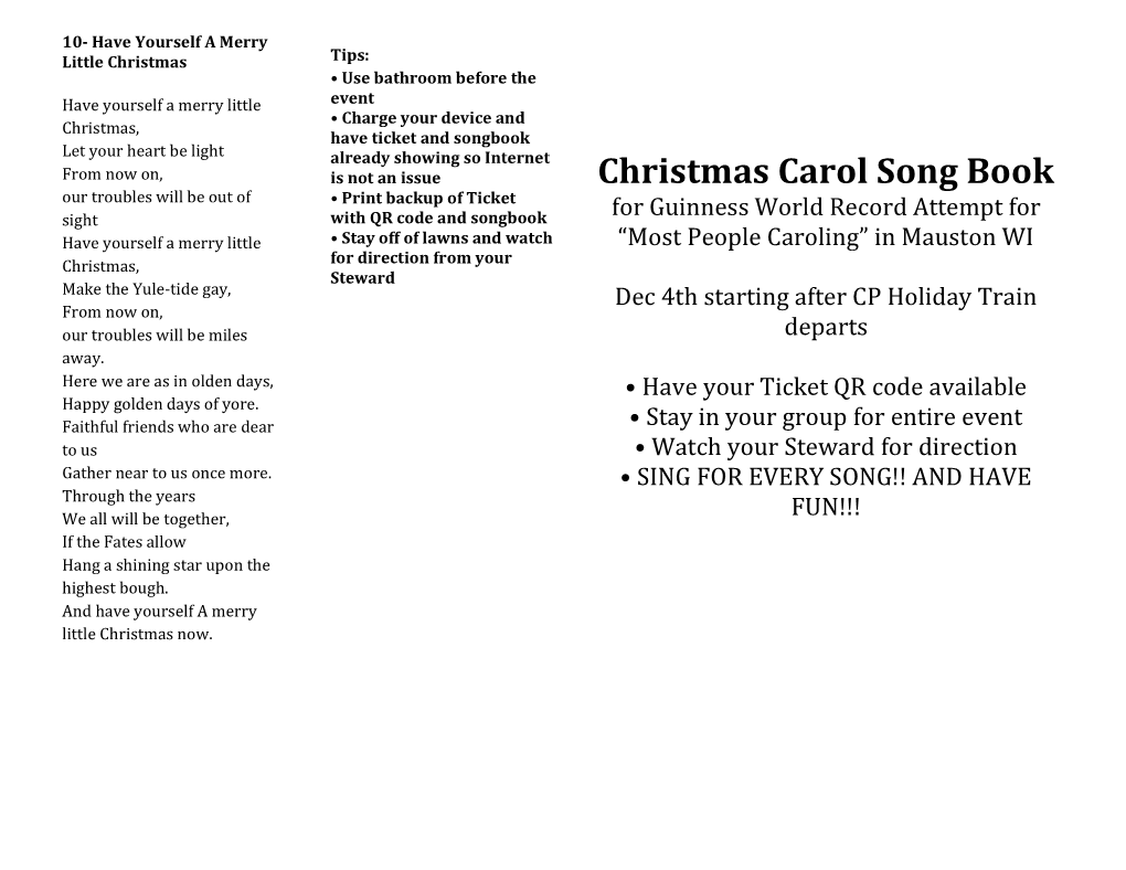 Christmas Carol Song Book