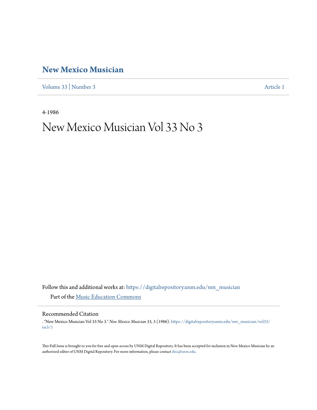 New Mexico Musician Vol 33 No 3