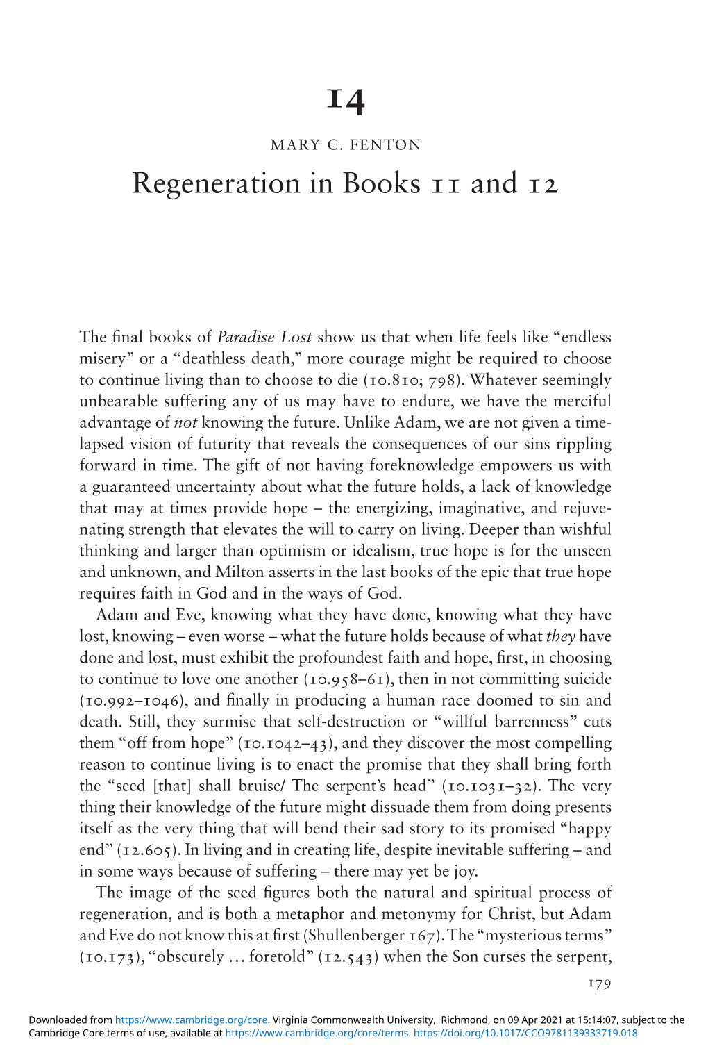 Regeneration in Books 11 and 12