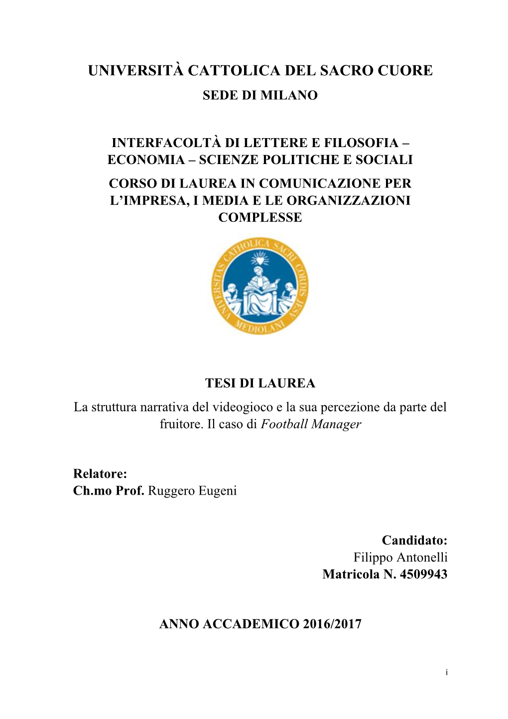 Filippo Antonelli, La Struttura Narrativa Del