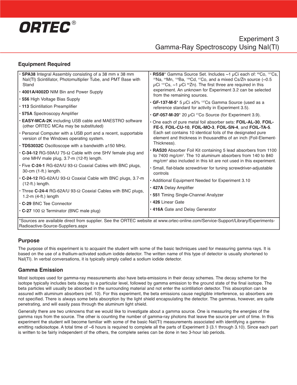 Experiment 3 Gamma-Ray Spectroscopy Using Nai(Tl)