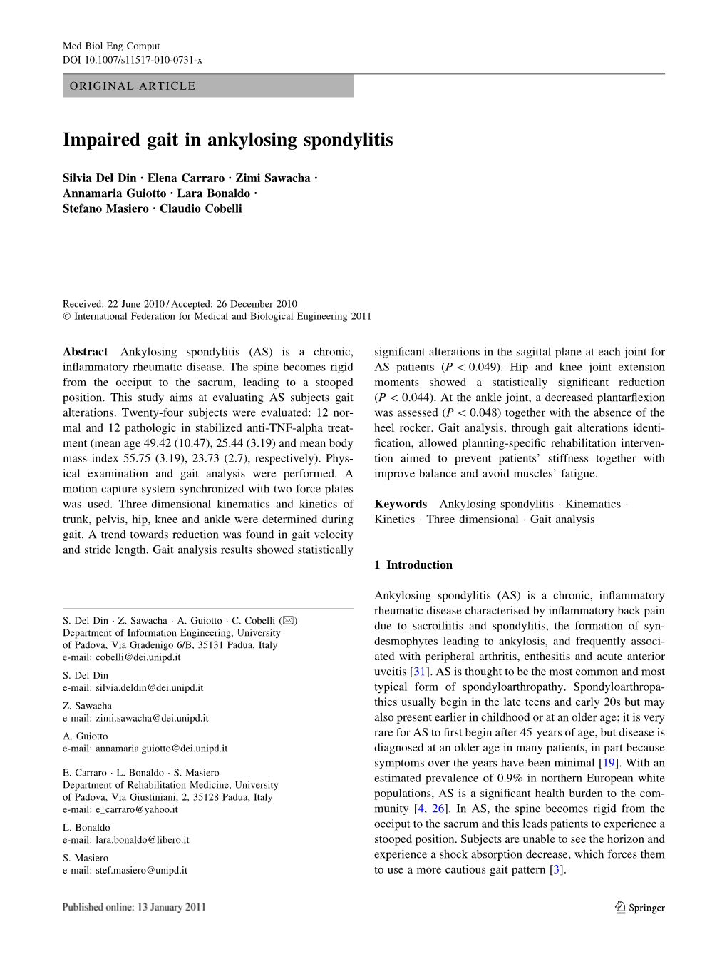 Impaired Gait in Ankylosing Spondylitis