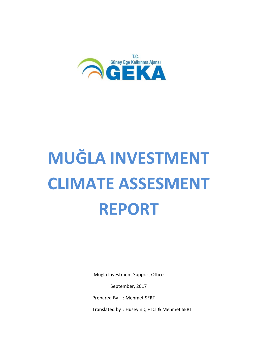 Muğla Investment Climate Assesment Report