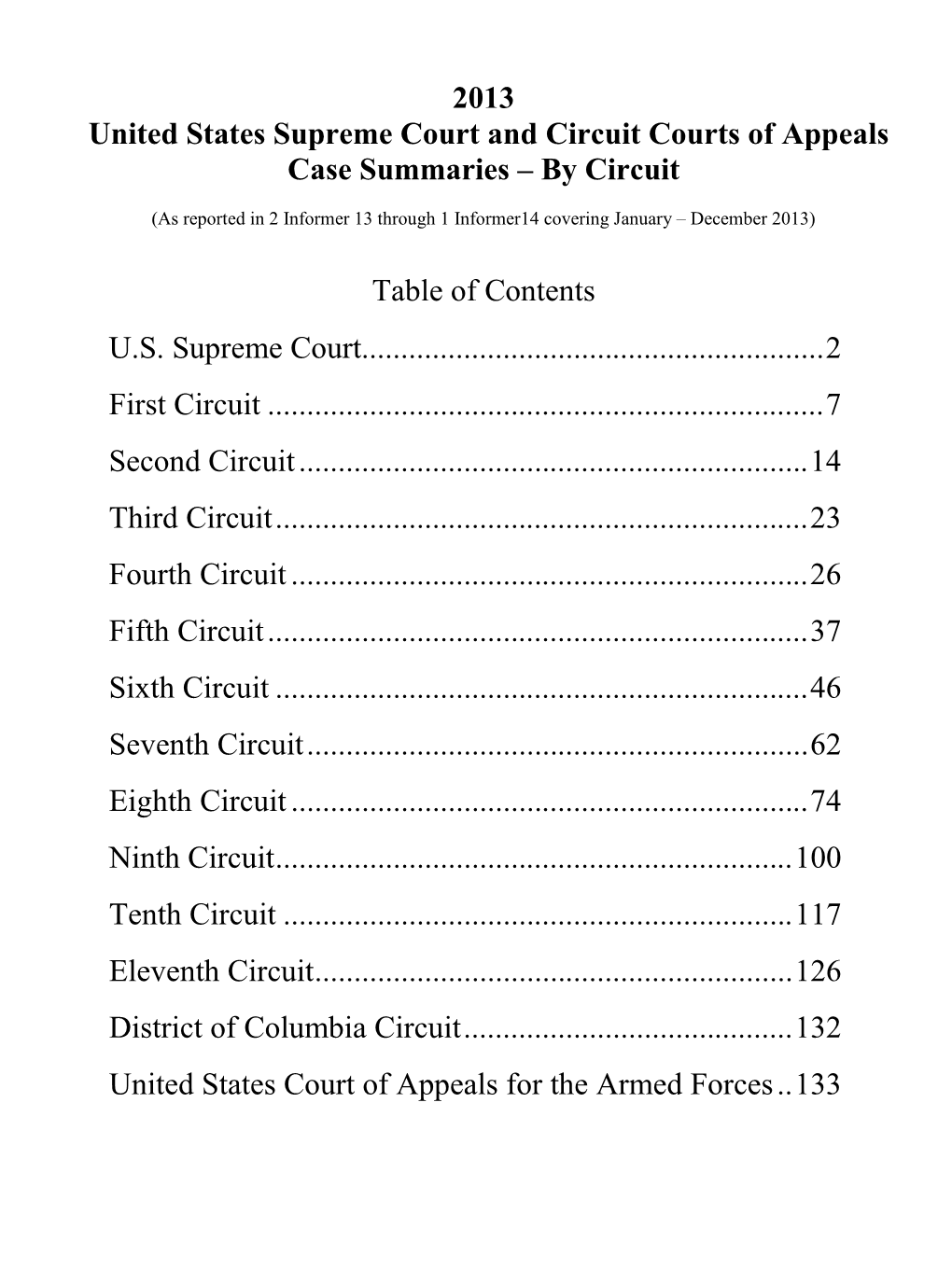 United States Supreme Court and Circuit Courts of Appeals Case Summaries – by Circuit