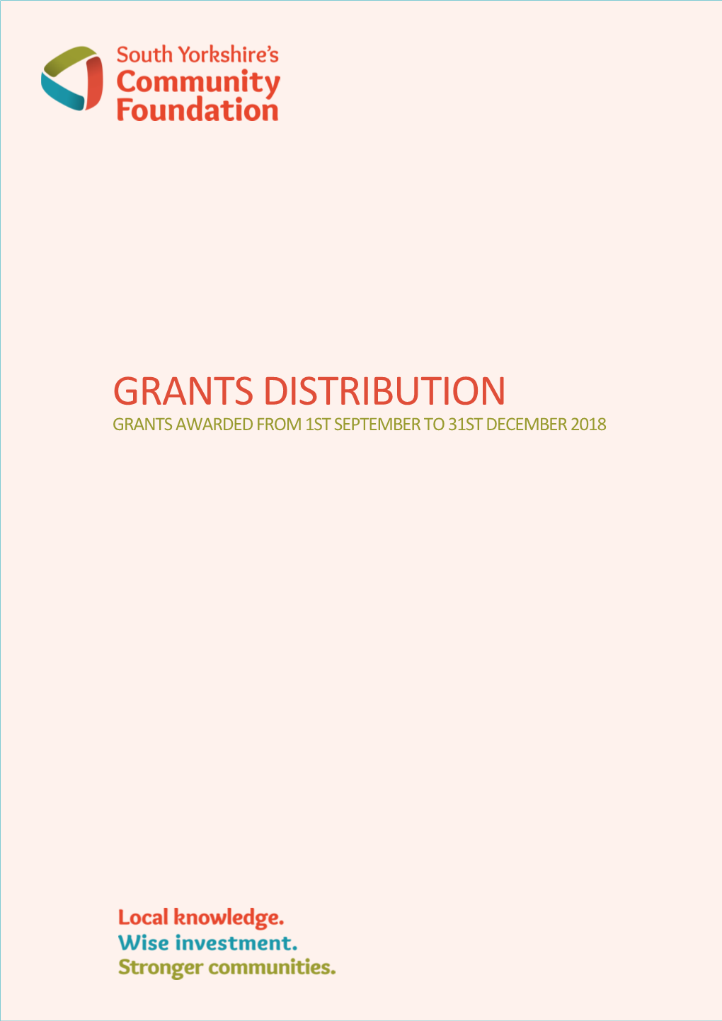 Grants Distribution Grants Awarded from 1St September to 31St December 2018