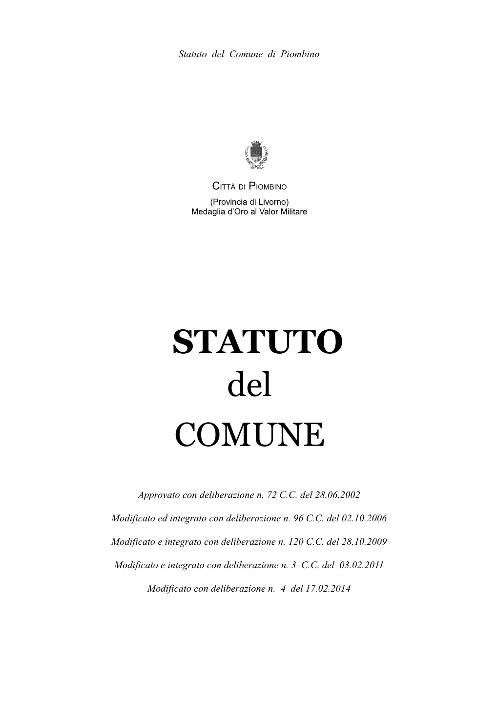 Statuto Del Comune Di Piombino