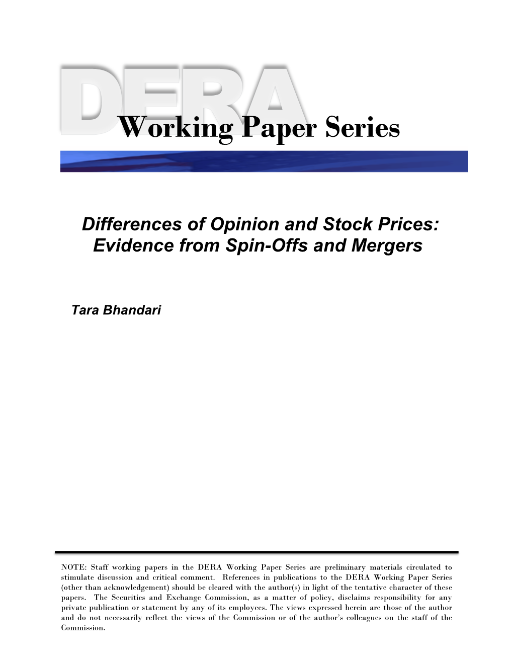 Working Paper Series