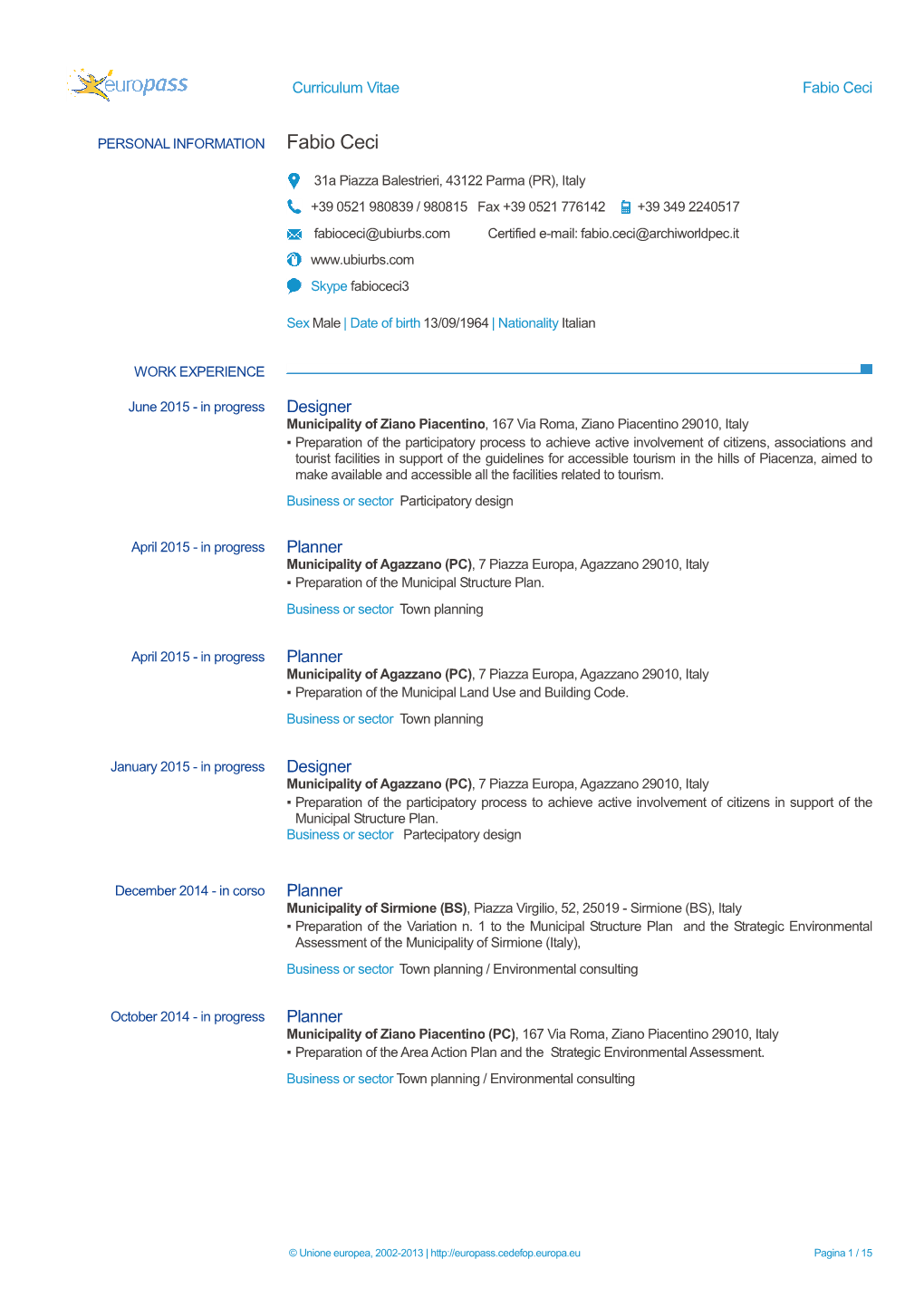 Fabio Ceci Curriculum Vitae ENG