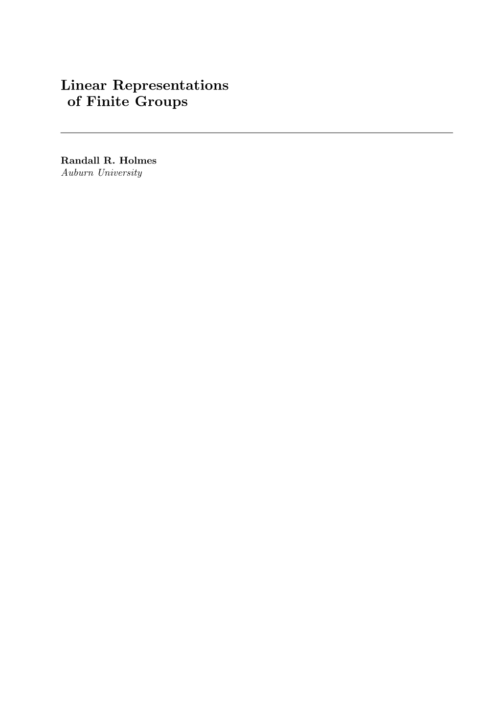 Linear Representations of Finite Groups