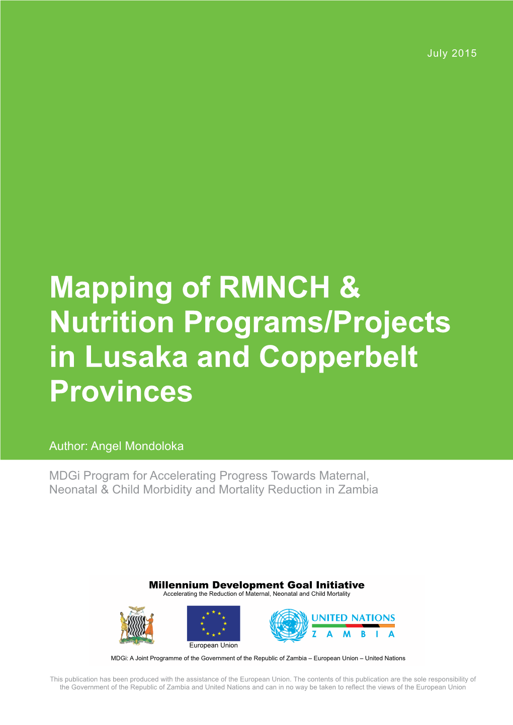 Mapping of RMNCH & Nutrition Programs