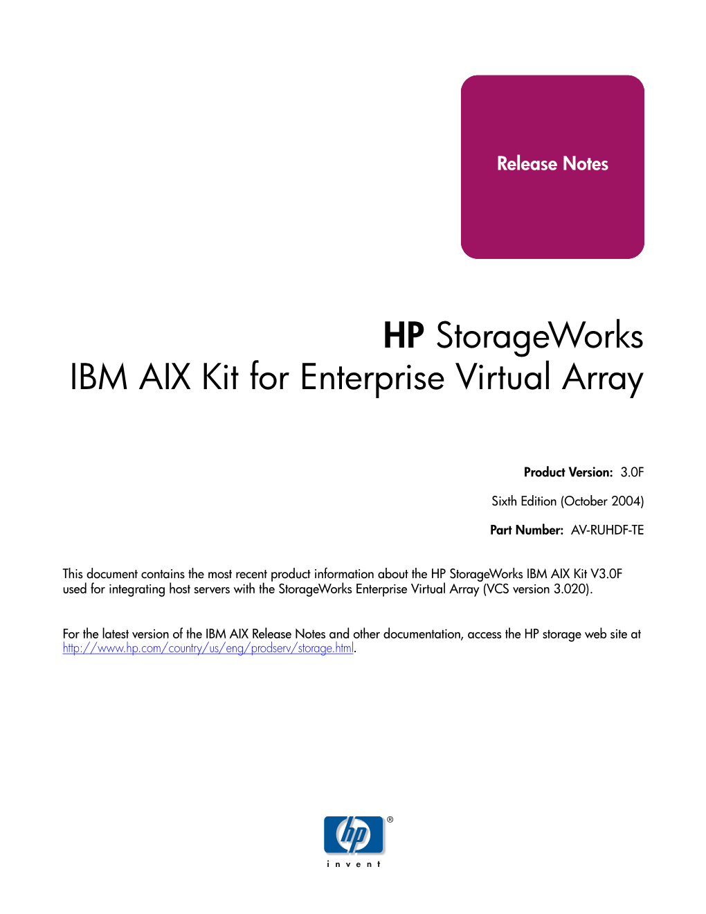 HP Storageworks Platform Kit Enterprise Virtual Array Release