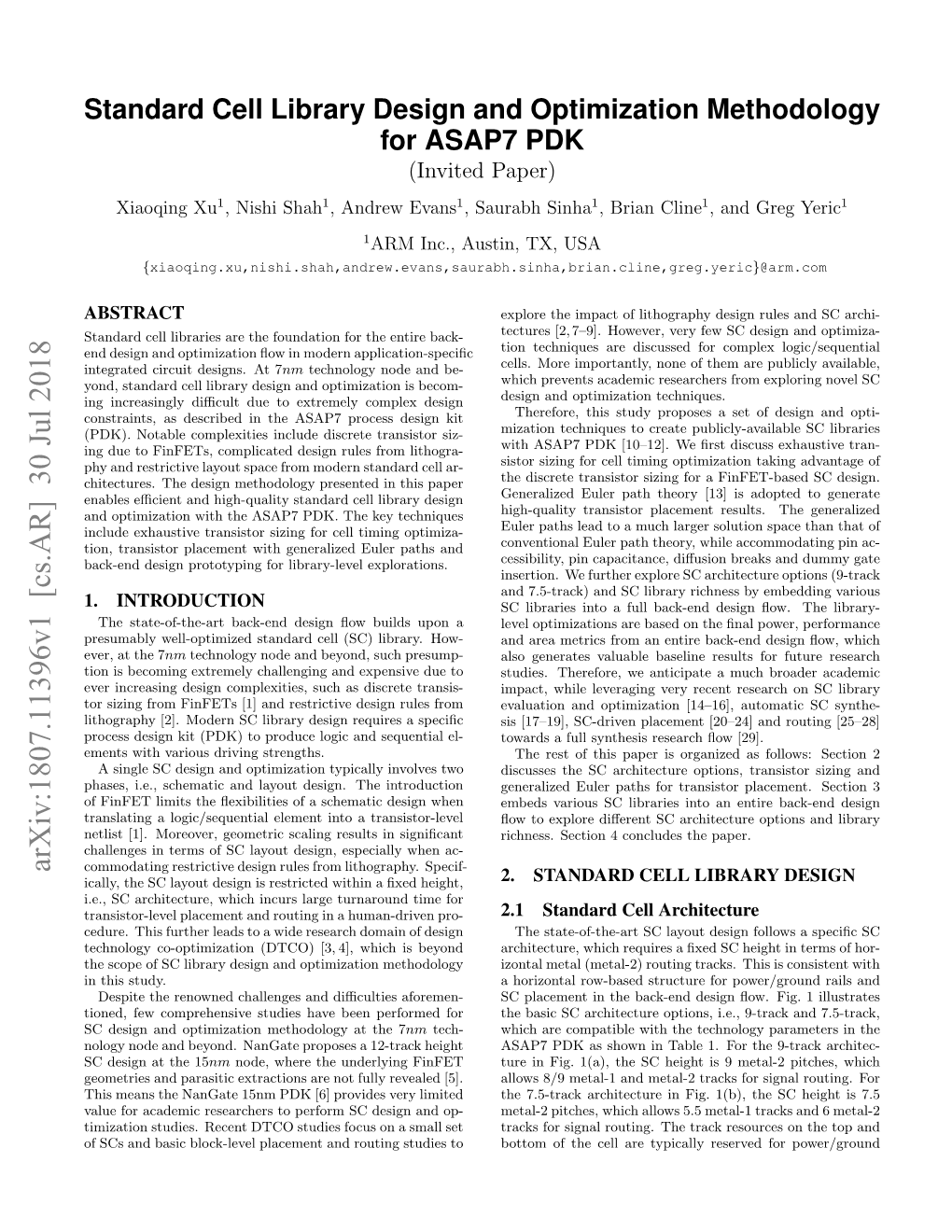 Standard Cell Library Design and Optimization Methodology for ASAP7