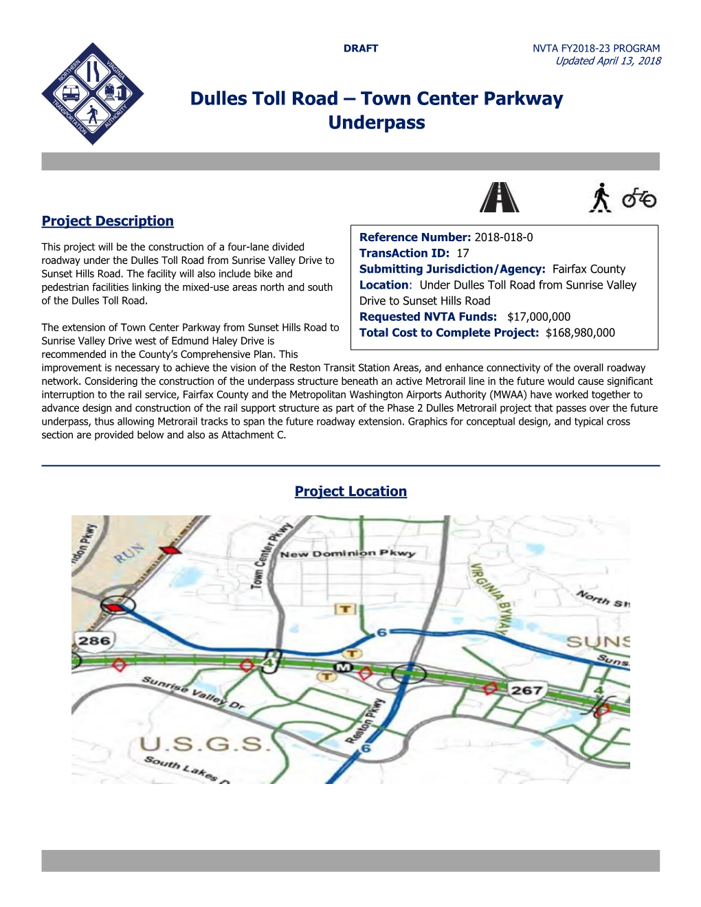 Dulles Toll Road – Town Center Parkway Underpass