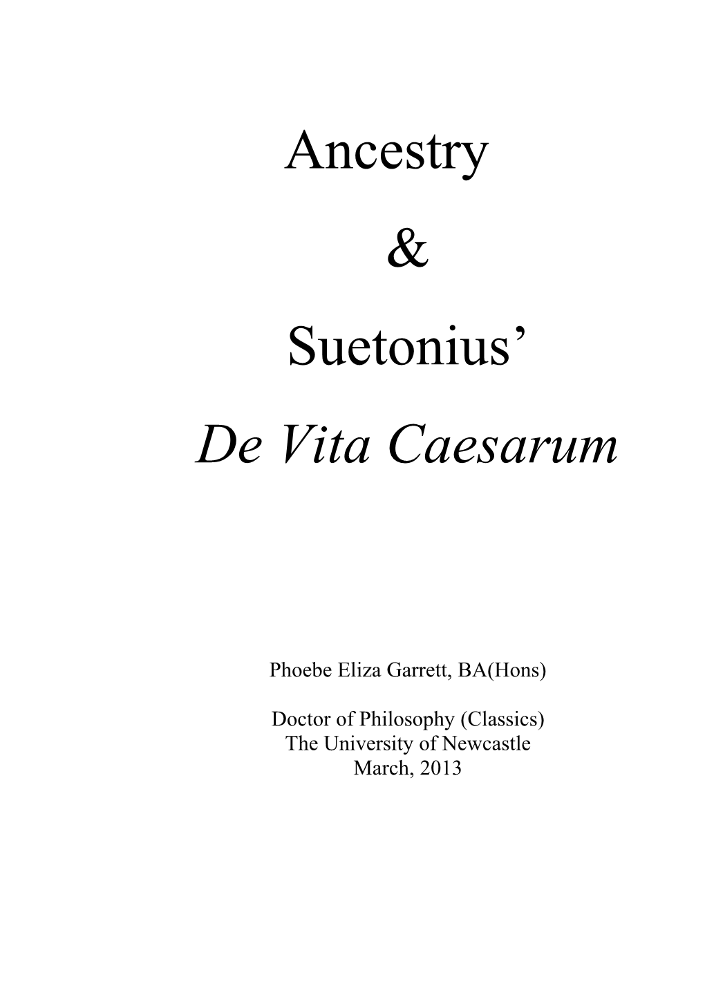 Ancestry & Suetonius' De Vita Caesarum