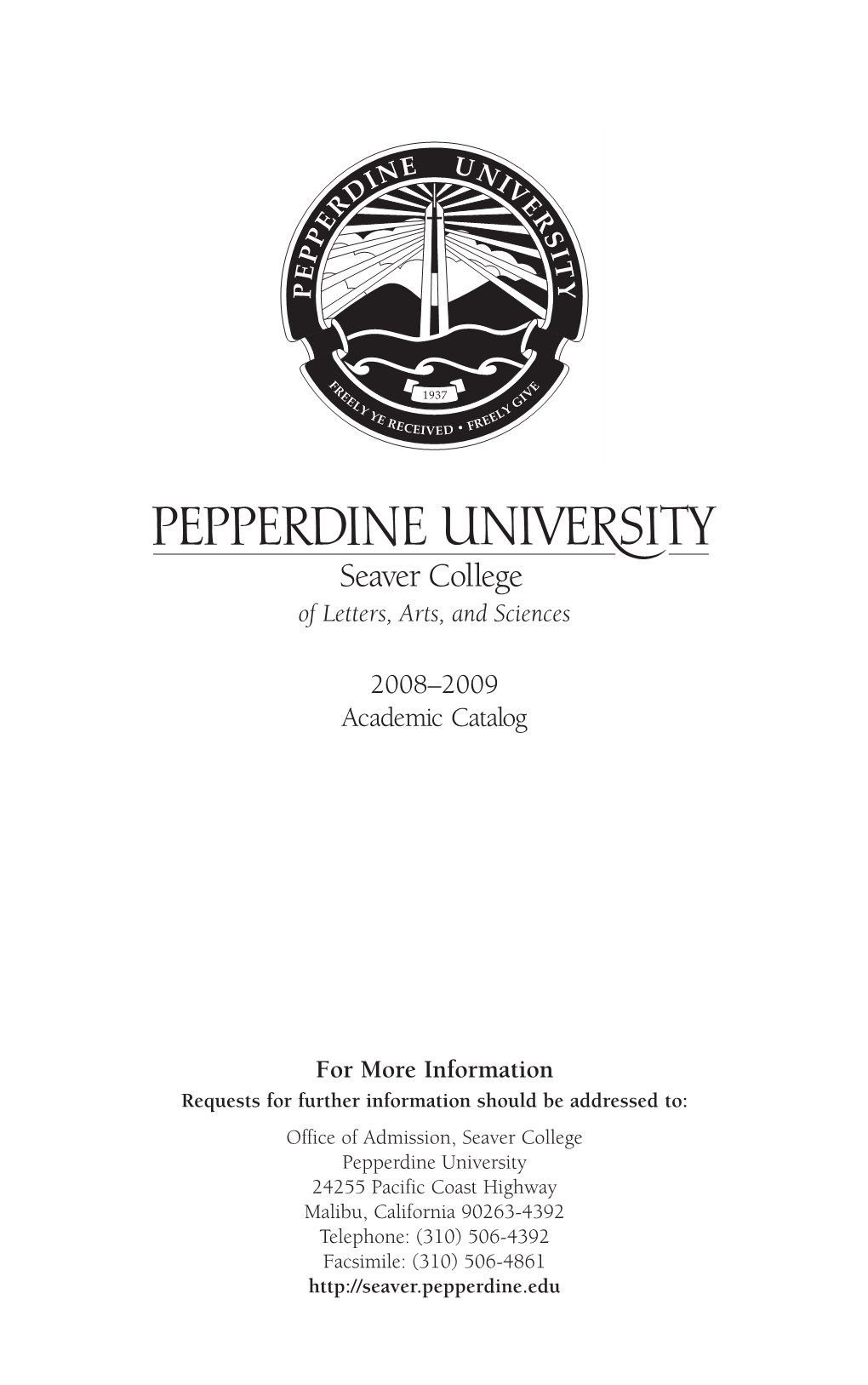 2008–2009 Academic Catalog