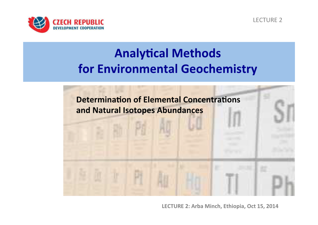 Analy&Cal(Methods( For(Environmental(Geochemistry(