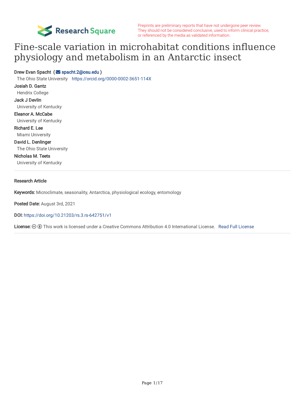 Fine-Scale Variation in Microhabitat Conditions Influence Physiology and Metabolism in an Antarctic Insect