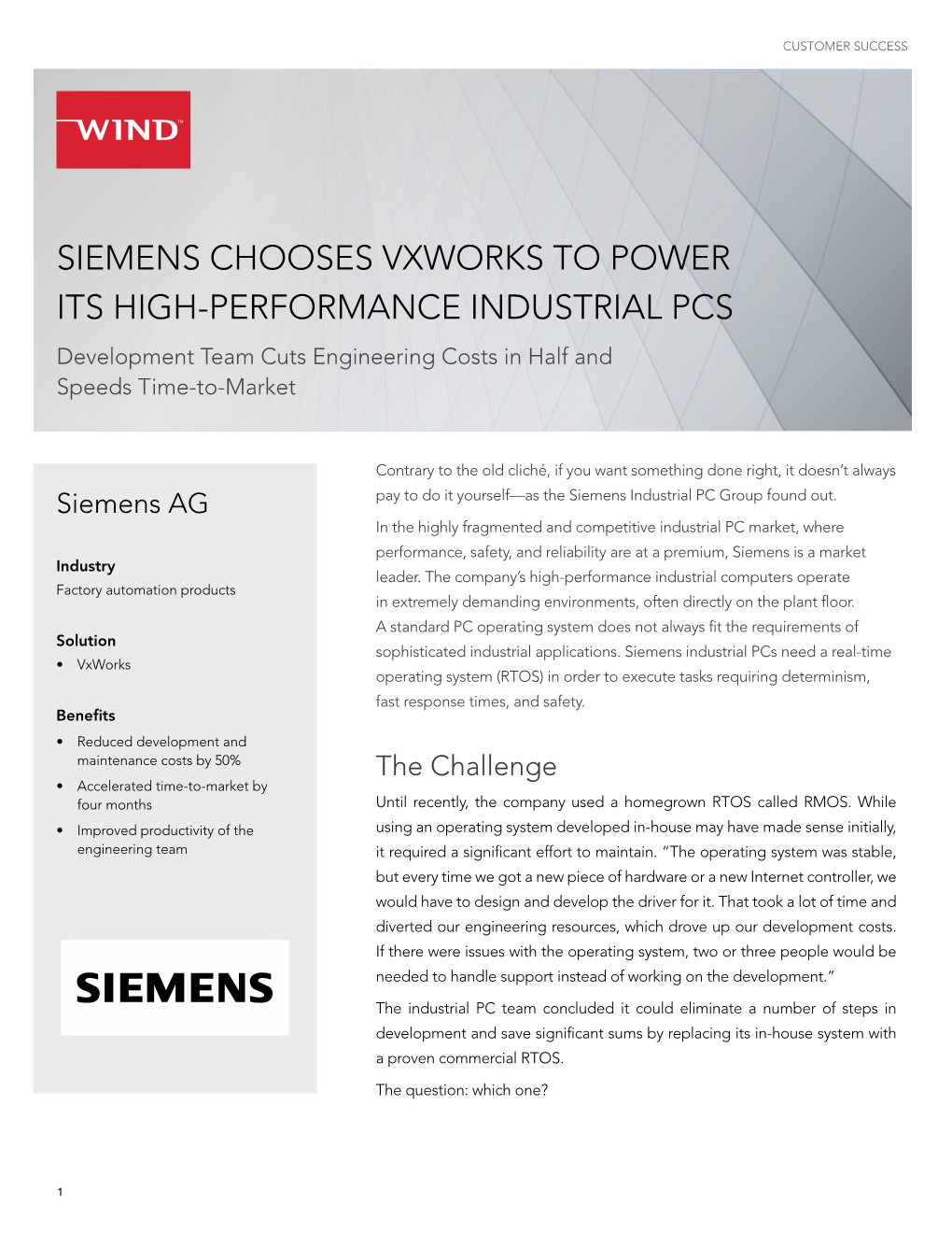 Case Study PDF Siemens Chooses Vxworks to Power Its High