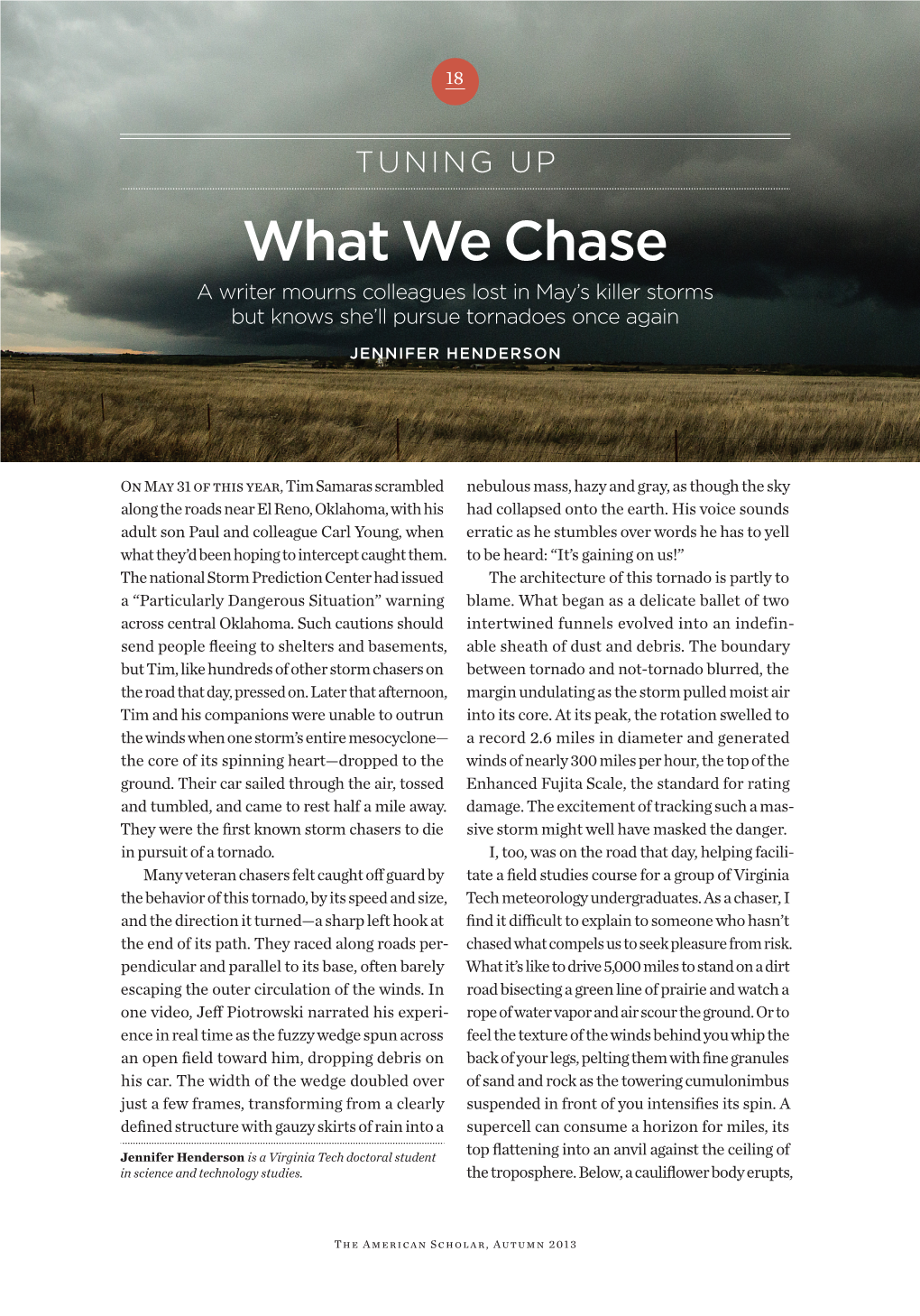 What We Chase a Writer Mourns Colleagues Lost in May’S Killer Storms but Knows She’Ll Pursue Tornadoes Once Again
