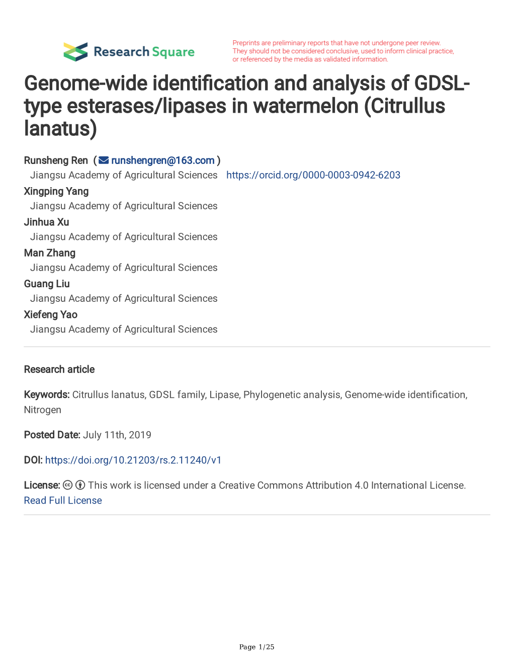 Genome-Wide Identification and Analysis of GDSL-Type Esterases