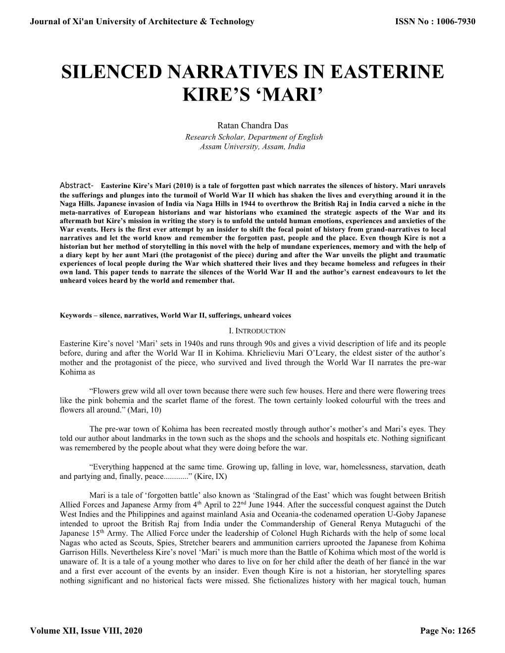 Silenced Narratives in Easterine Kire's 'Mari'