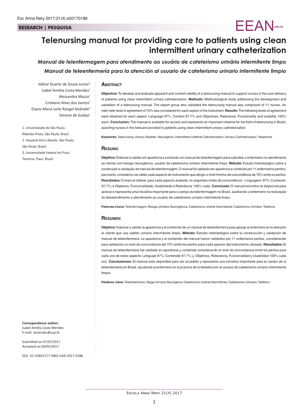 Telenursing Manual for Providing Care to Patients Using Clean Intermittent Urinary Catheterization