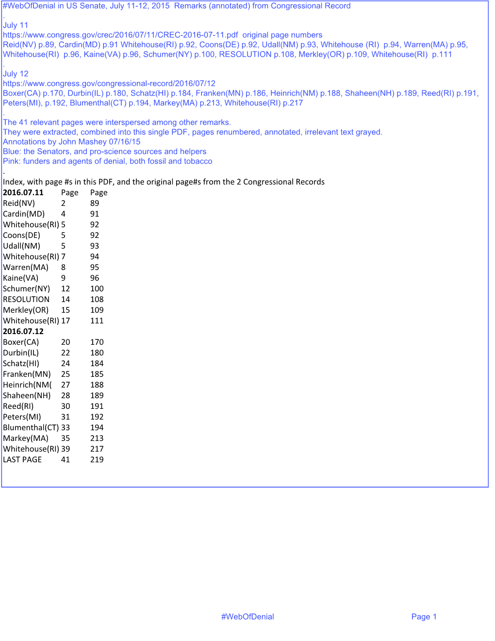 Index, with Page #S in This PDF, and the Original Page#S