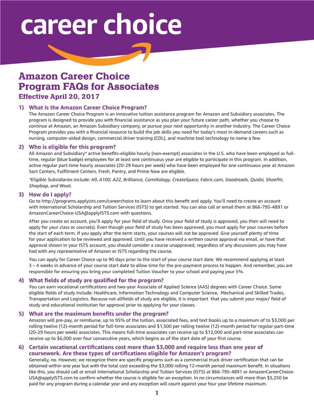 Amazon Career Choice Program Faqs for Associates