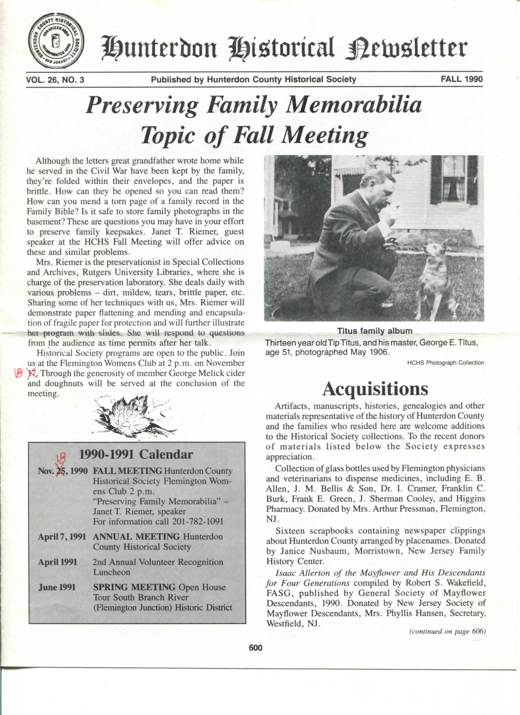 Preserving Family Memorabilia Topic of Fall Meeting