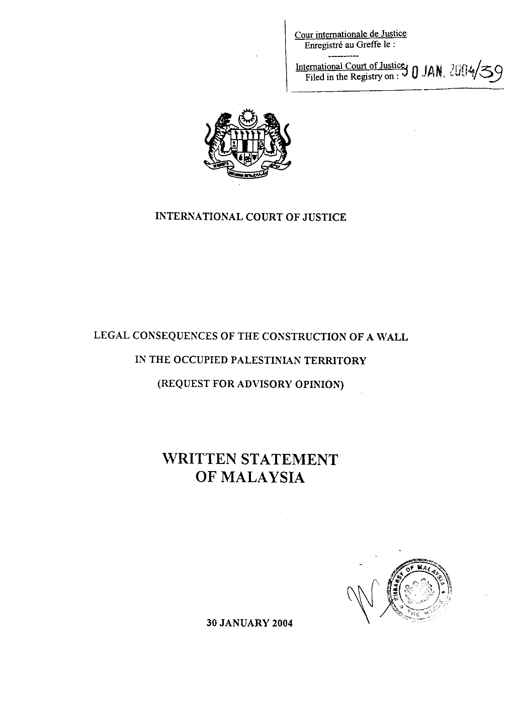 Written Statement of Malaysia