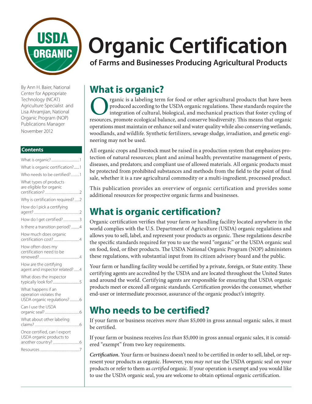 Organic Certif Ication?