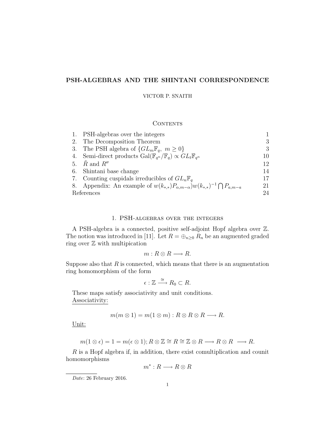 Psh-Algebras and the Shintani Correspondence