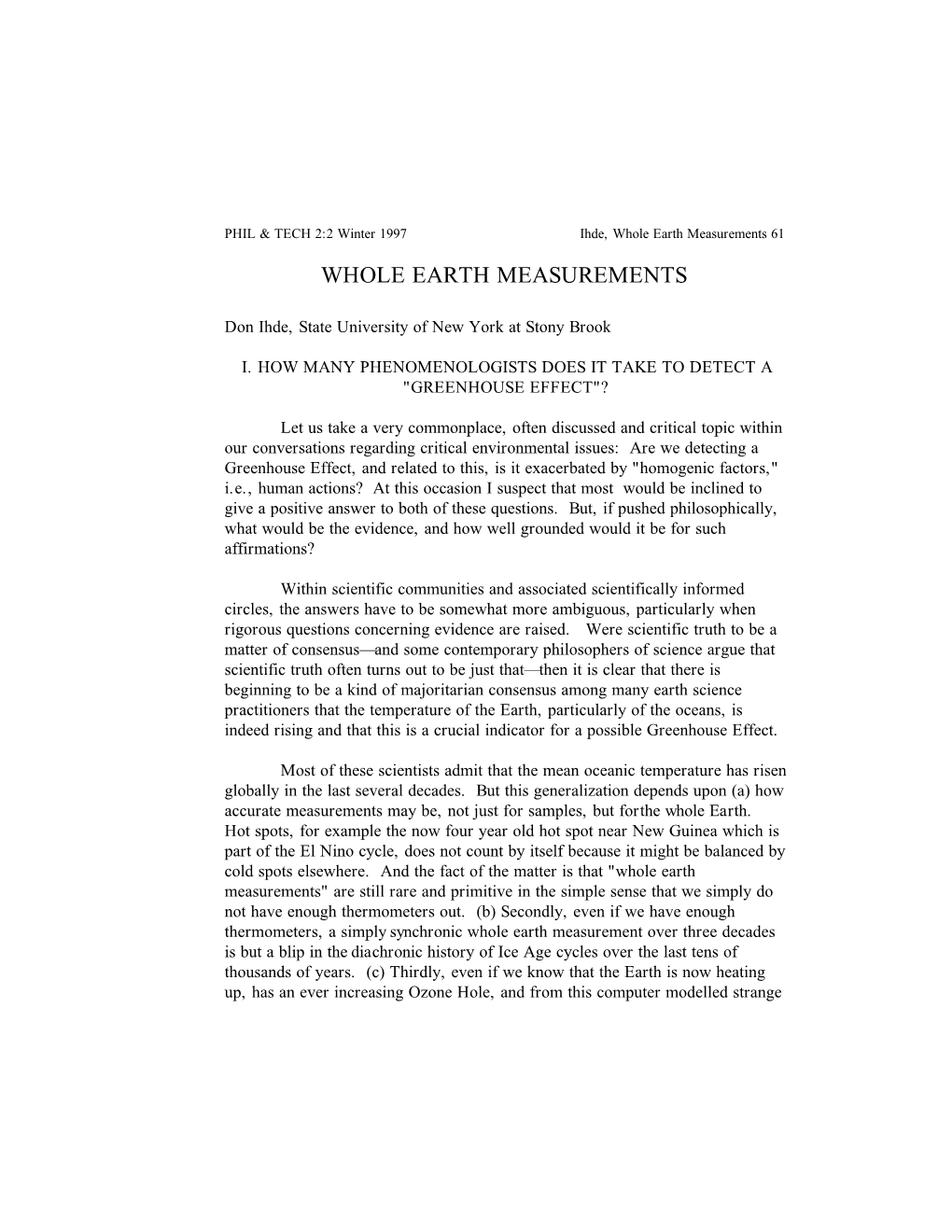 Whole Earth Measurements 61