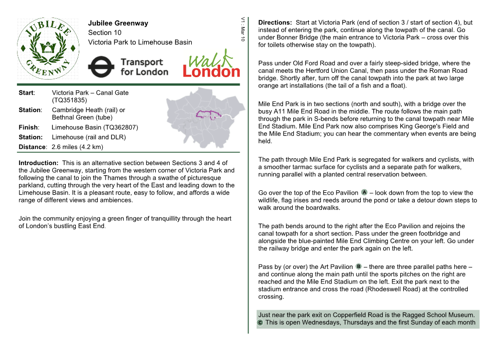 Jubilee Greenway Section 10 Victoria Park to Limehouse Basin