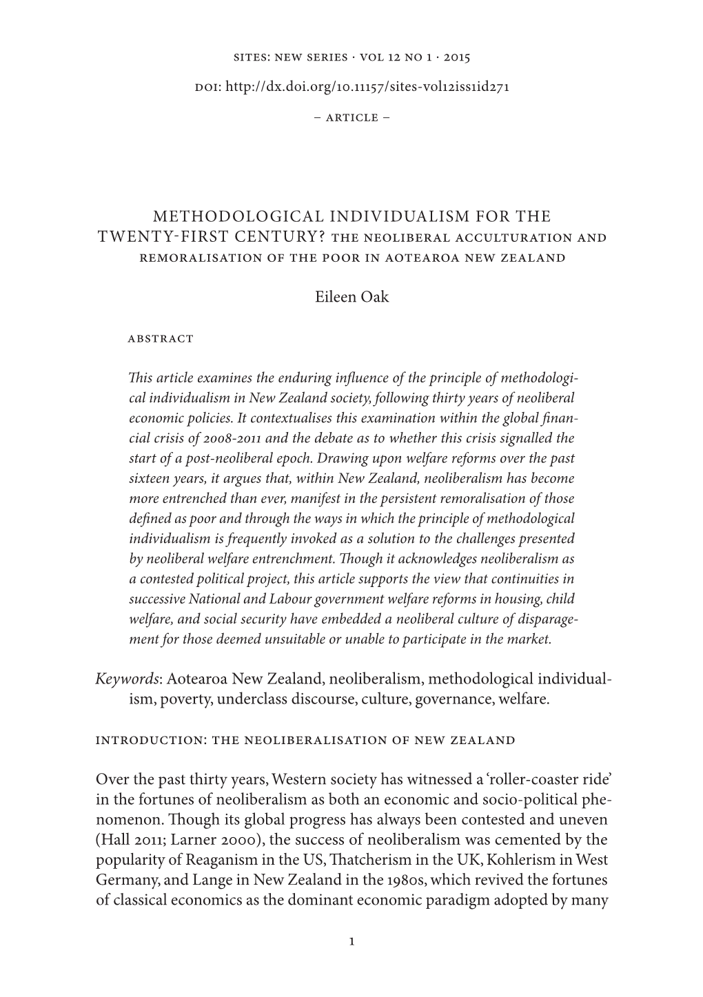 1 Methodological Individualism for The
