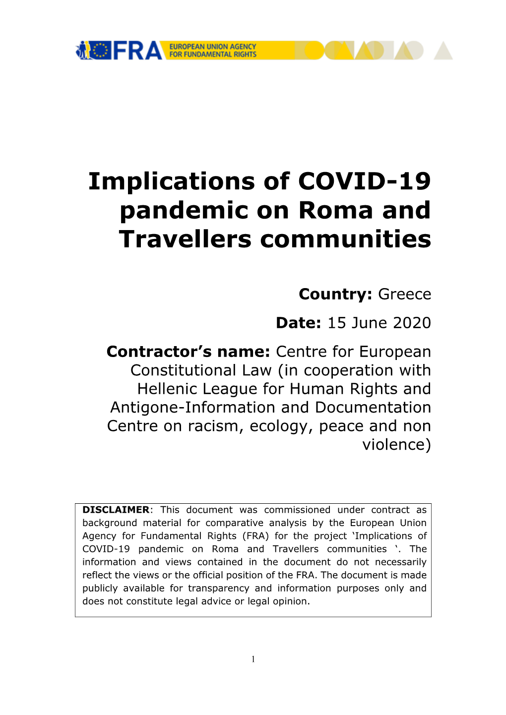 Covid-19 Impact on Roma